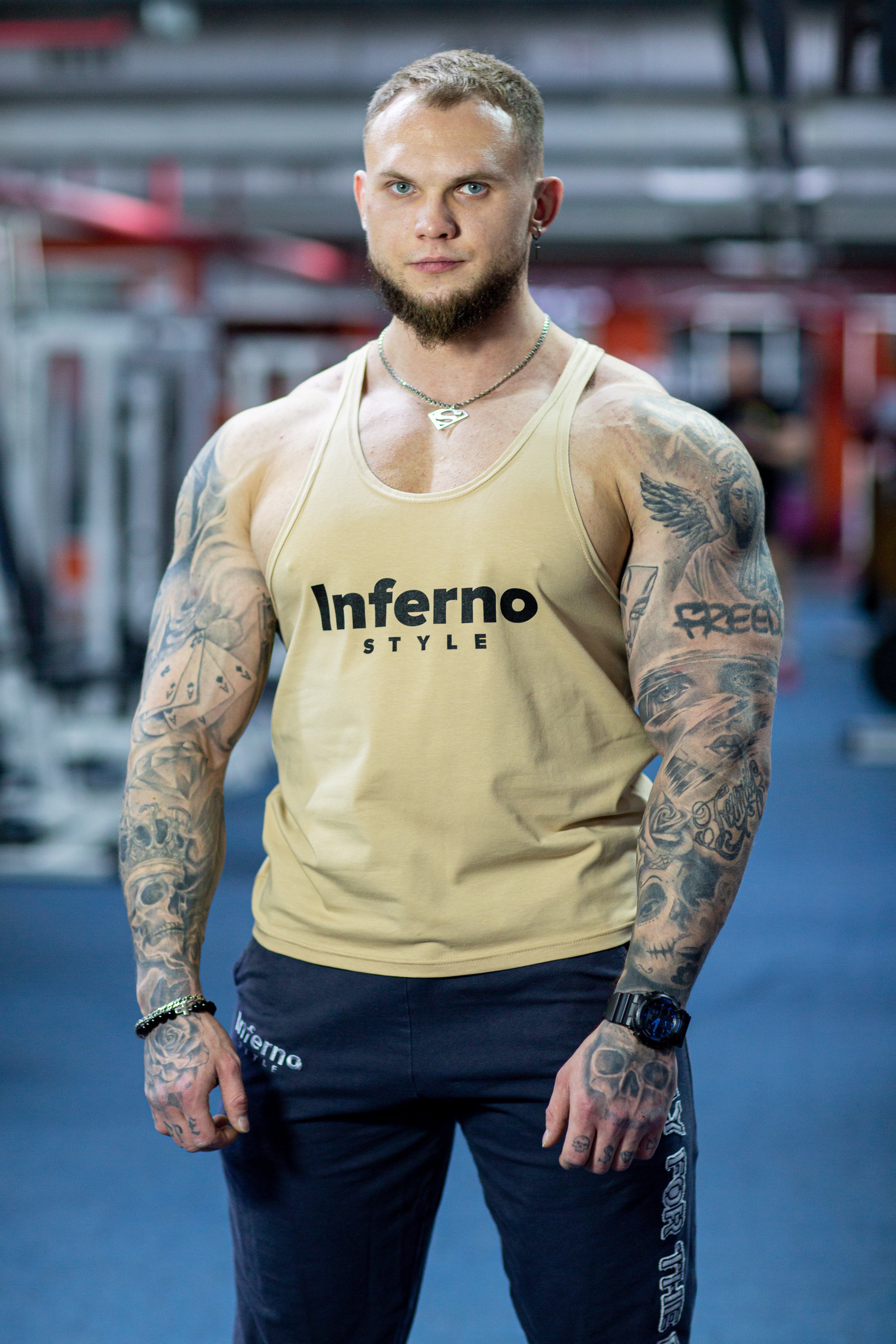 

Майка мужская INFERNO style М-008-001 бежевая XL, Бежевый, М-008-001