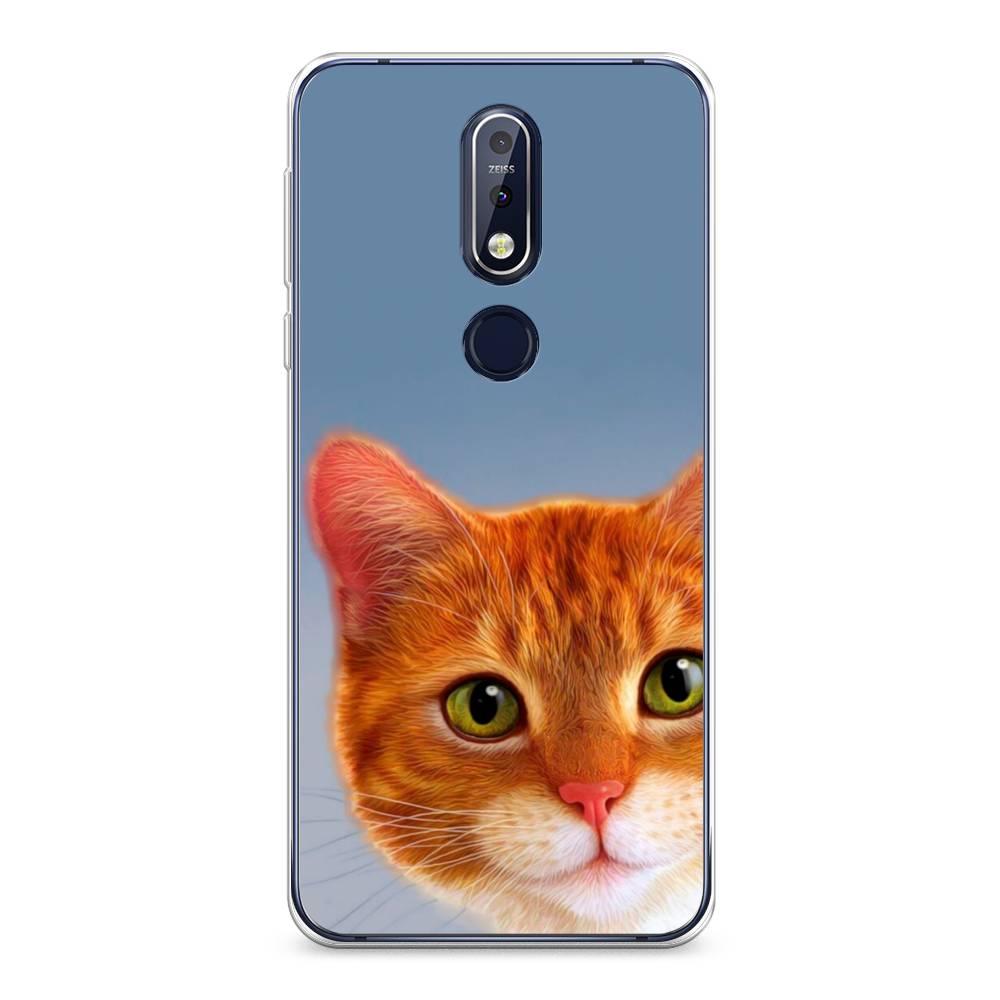 

Чехол на Nokia 7.1 "Любопытный котик", Коричневый, 122050-1