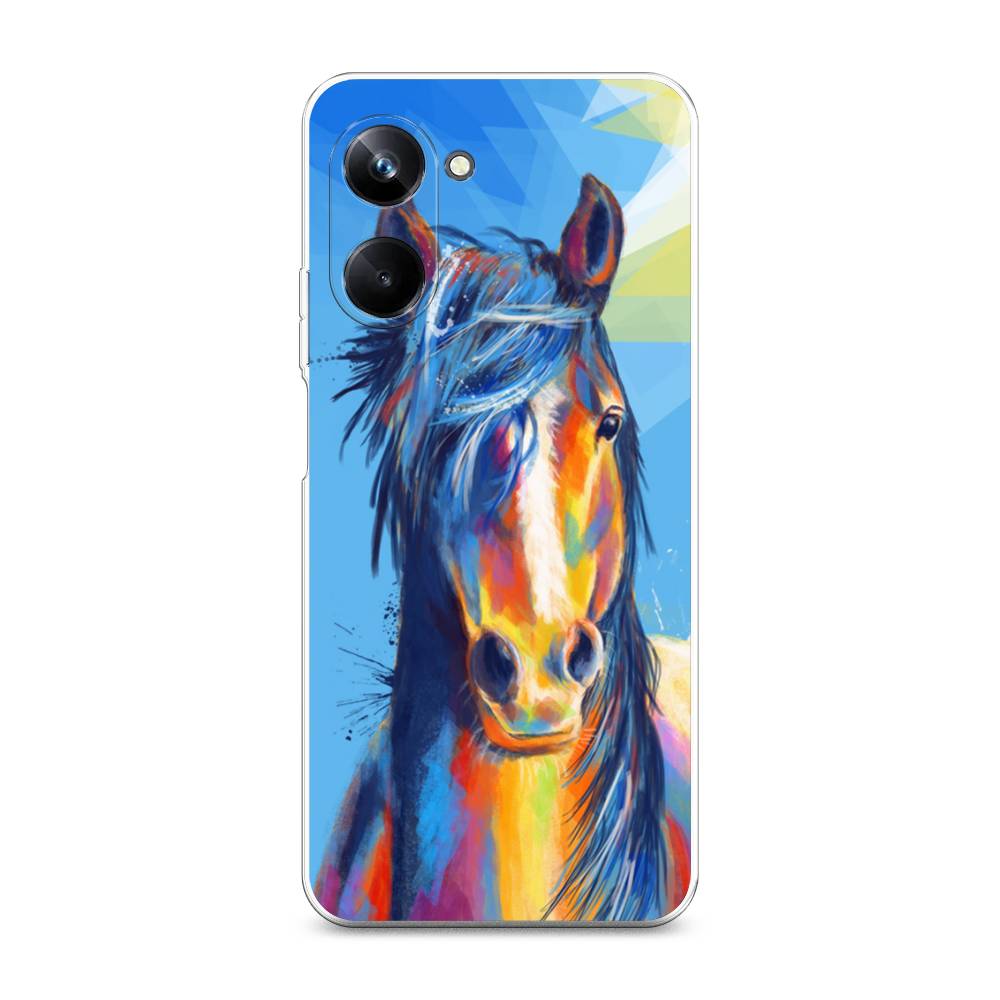 

Чехол на Realme 10 Pro "Лошадь арт 3", Голубой;желтый;синий, 2512550-1