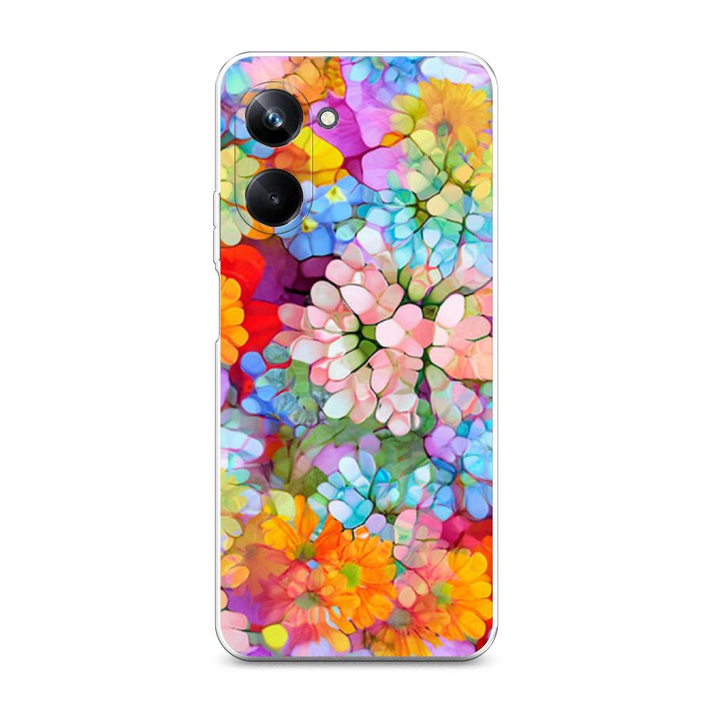 

Чехол на Realme 10 Pro "Цветы витраж", Оранжевый;розовый;голубой, 2512550-3