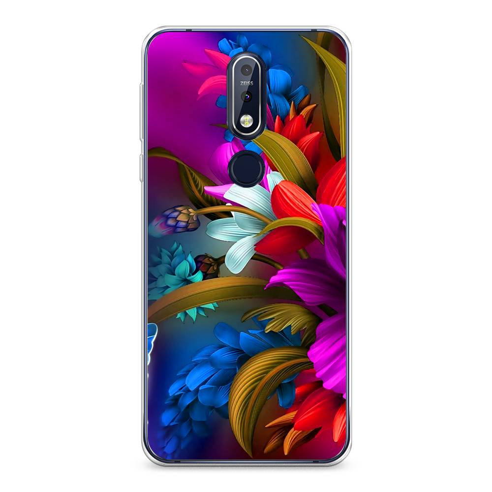 

Чехол на Nokia 7.1 "Фантастические цветы", Фиолетовый;красный;синий, 122050-2
