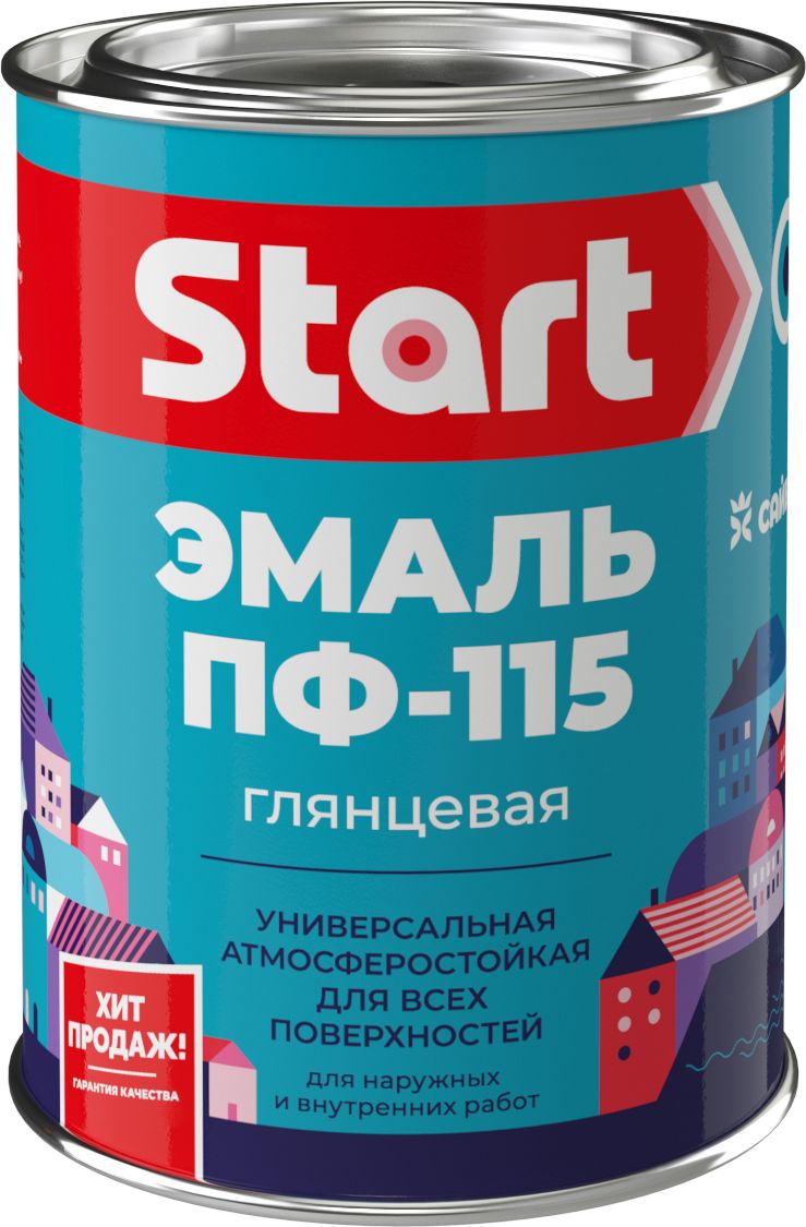 Алкидная эмаль универсальная дерево, металл Старт ПФ-115 матовая белая 0,8 кг