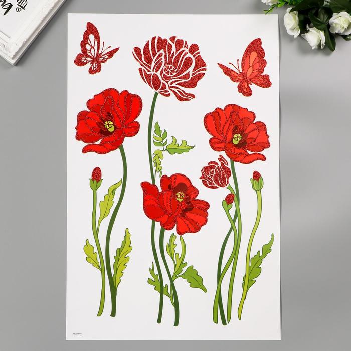 

Декоративная наклейки Room Decor "Красный маки" 32х50,5 см, Домашний декор