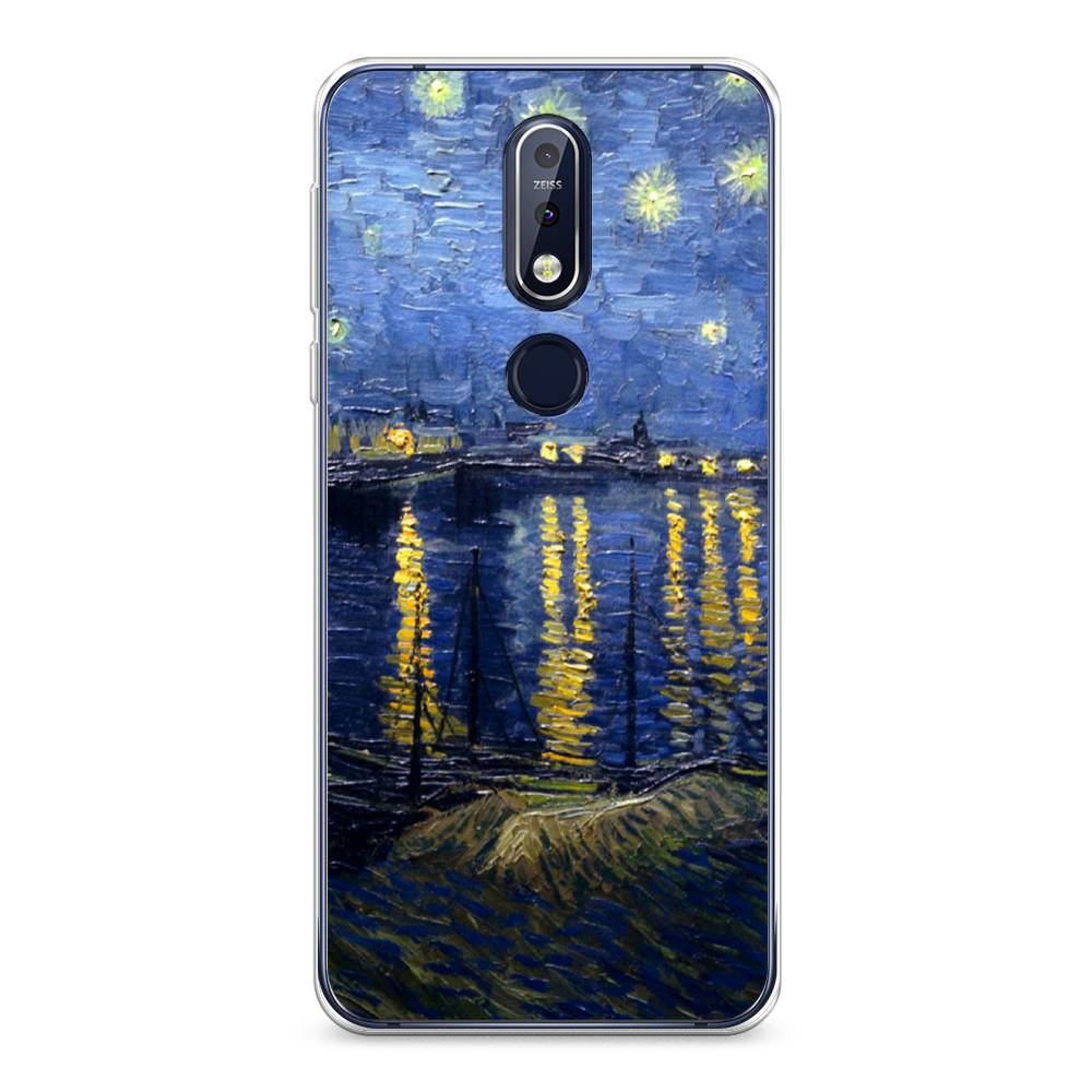 

Чехол на Nokia 7.1 "Звездная ночь над Роной", Синий;желтый, 122050-4