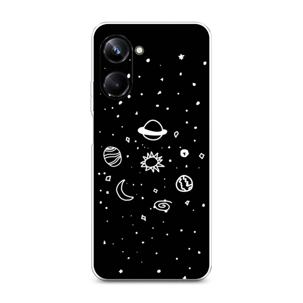 

Чехол на Realme 10 Pro "Дудл солнечной системы", Бежевый;серый, 2512550-2