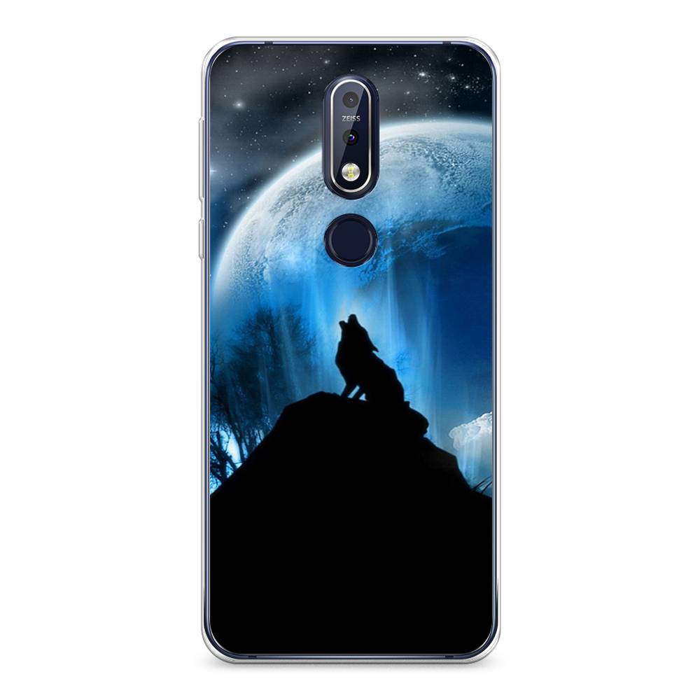 

Чехол на Nokia 7.1 "Волк 2", Синий;черный;белый, 122050-1