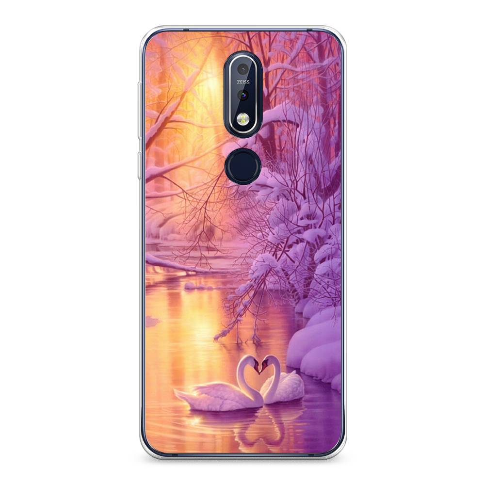 

Чехол на Nokia 7.1 "Зима 1", Фиолетовый;желтый, 122050-2