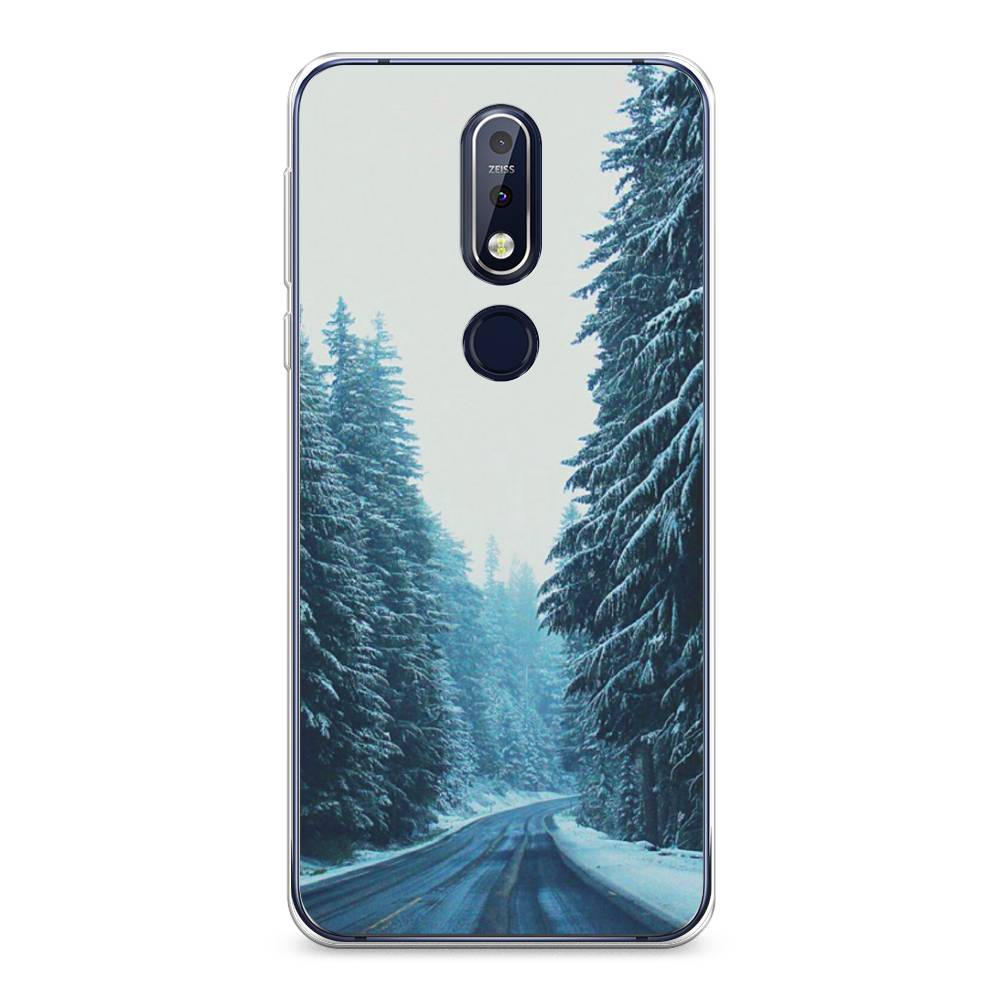 

Чехол на Nokia 7.1 "Зима 9", Бежевый;голубой;черный, 122050-2