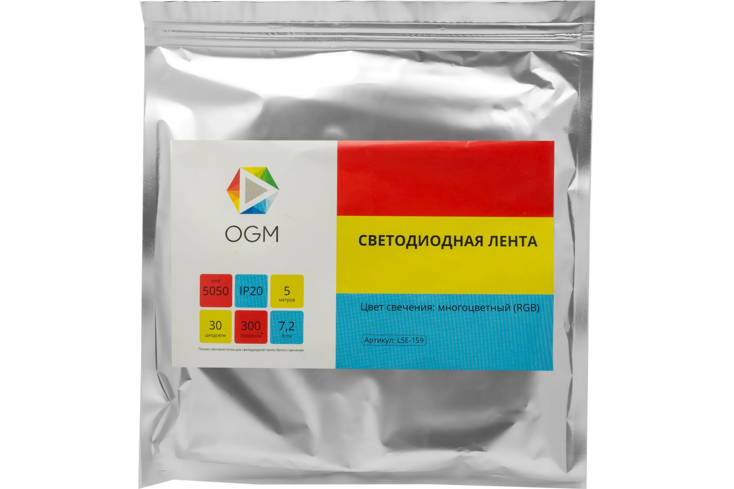 

Светодиодная лента OGM LSE-159 16192503 5 м разноцветный/RGB, LSE-159