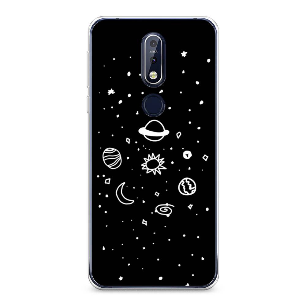 

Чехол на Nokia 7.1 "Дудл солнечной системы", Бежевый;серый, 122050-2