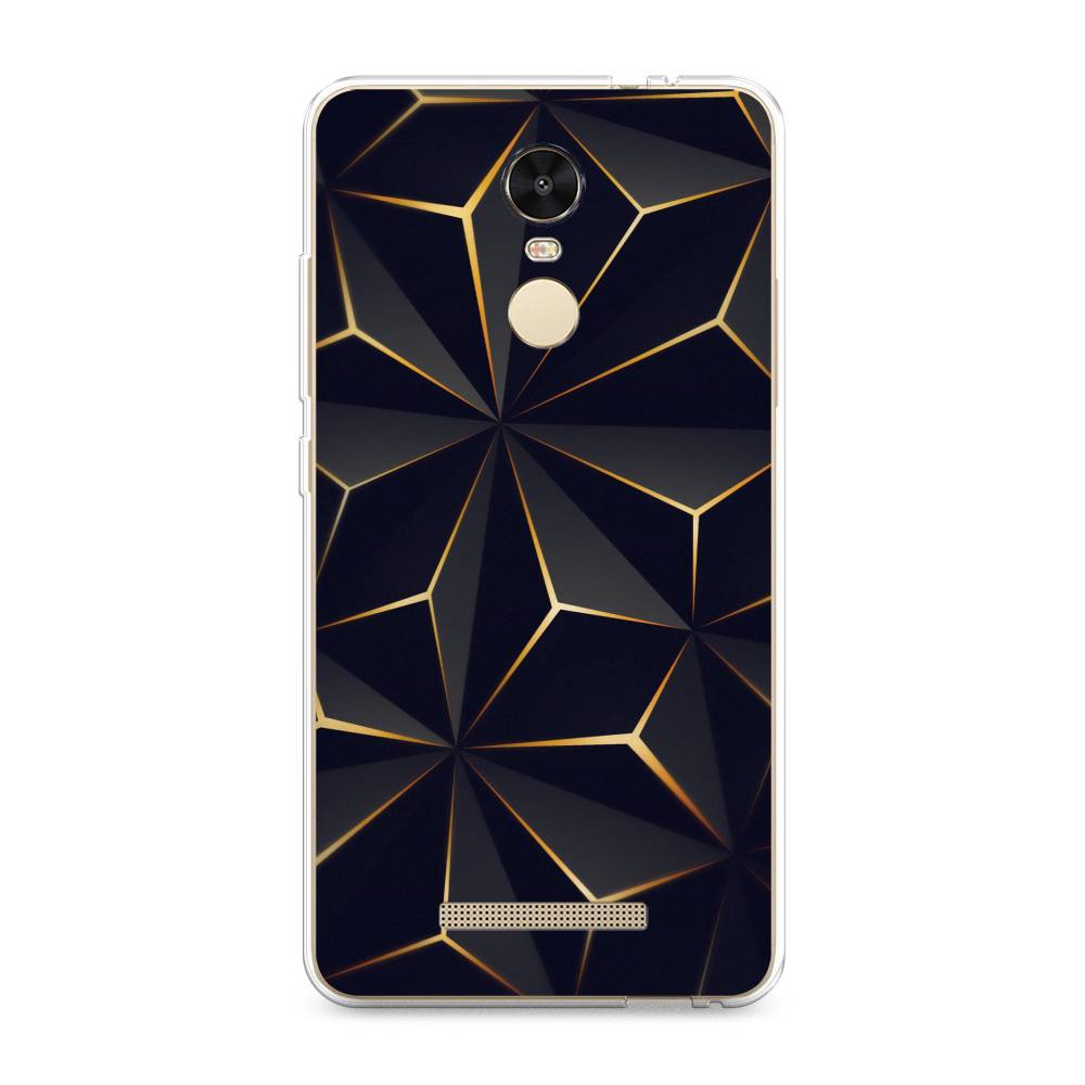 

Чехол на Xiaomi Redmi Note 3/Note 3 Pro "Черные полигоны", Золотистый;черный, 31750-3