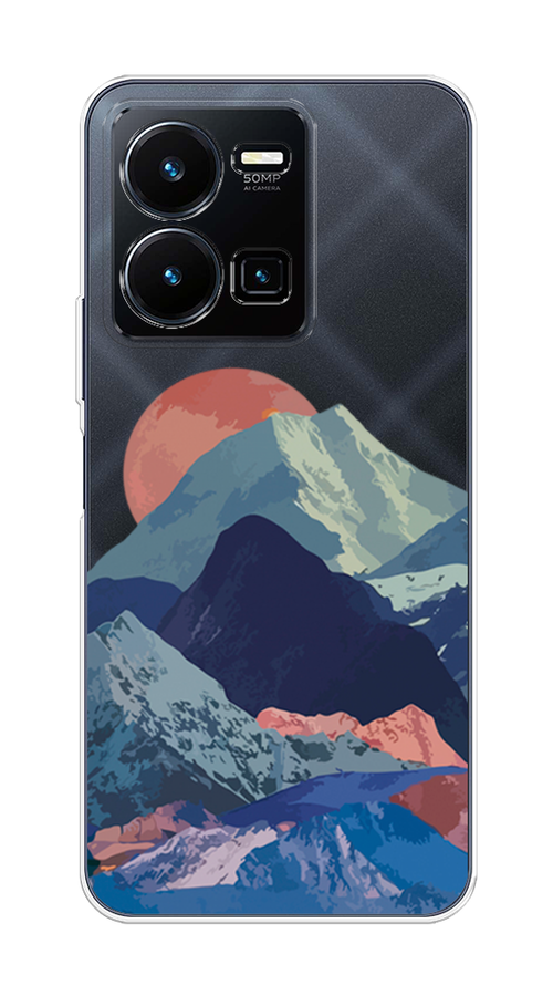 

Чехол на Vivo Y35 "Закат в снежных горах", Красный;серый;голубой, 267250-2