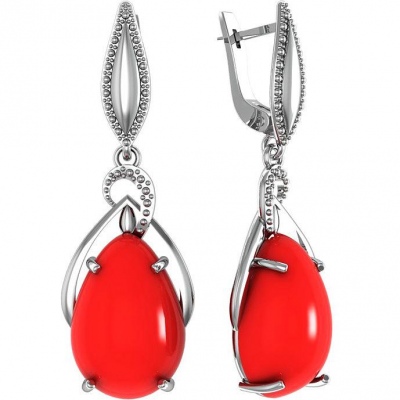 

Серьги с 2 кораллами из серебра ПРИВОЛЖСКИЙ ЮВЕЛИР 361358-KR, 361358-KR