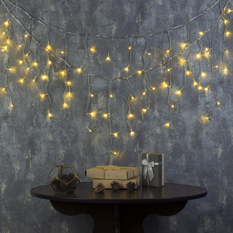 

Световая бахрома Luazon Lighting 80 LED 8 режимов 3556846 3x0,5 м белый теплый, 80 LED 8 режимов
