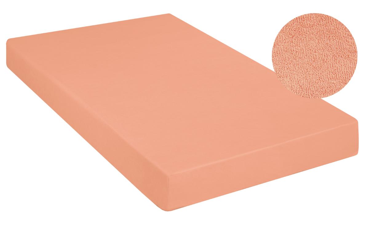 фото Простыня "guten morgen" махровая на резинке peach, без рисунка, розовый