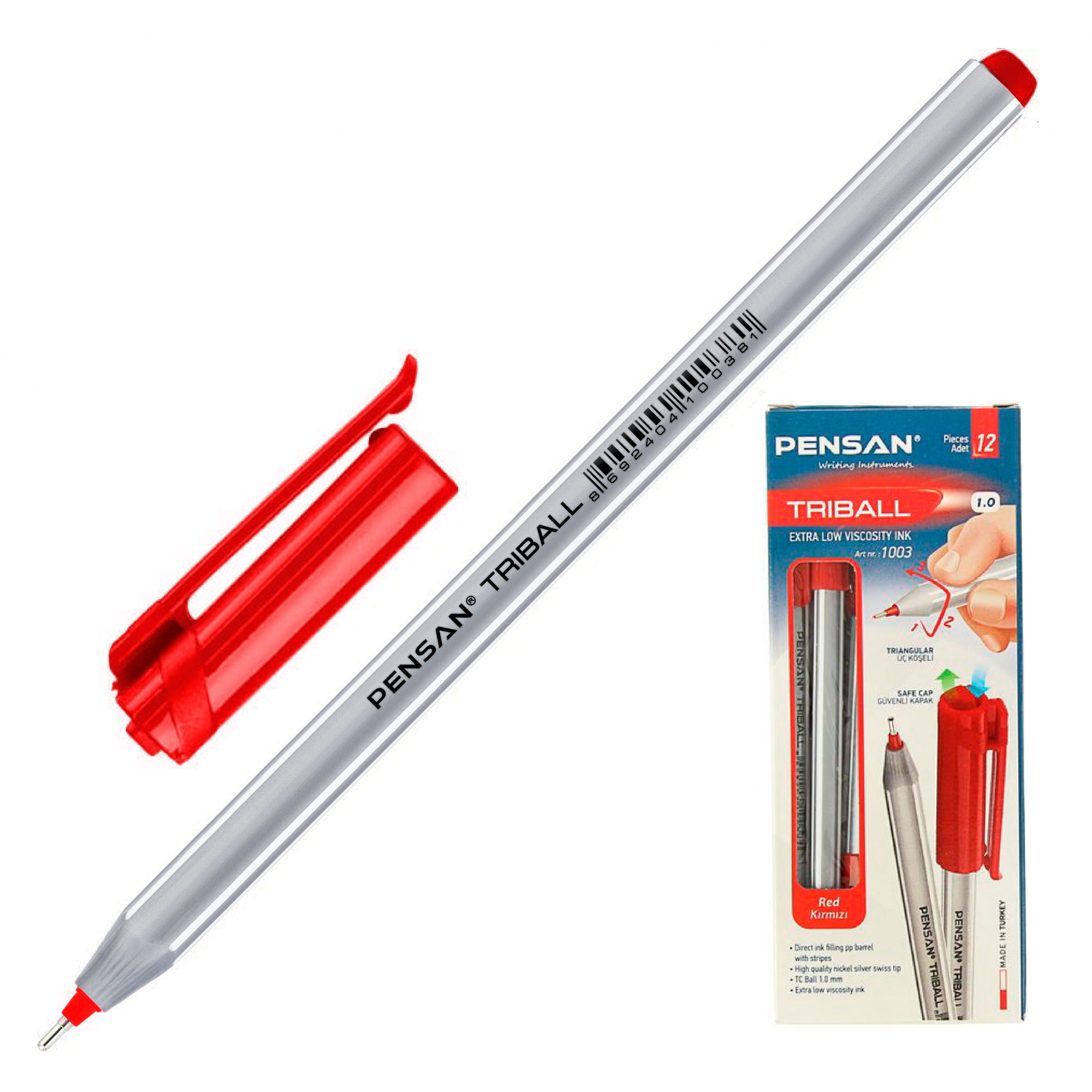

Ручка шариковая Pensan Triball масляная красная, Triball