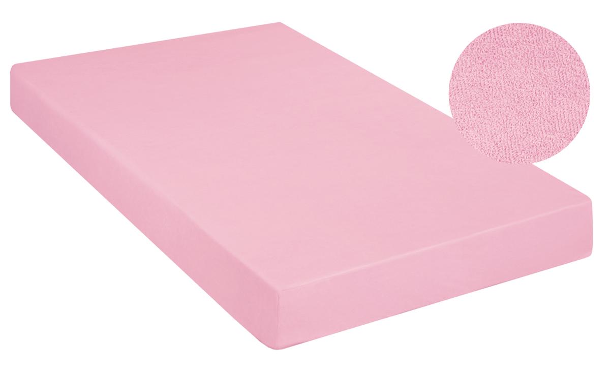 фото Простыня "guten morgen" махровая на резинке pink, без рисунка, розовый