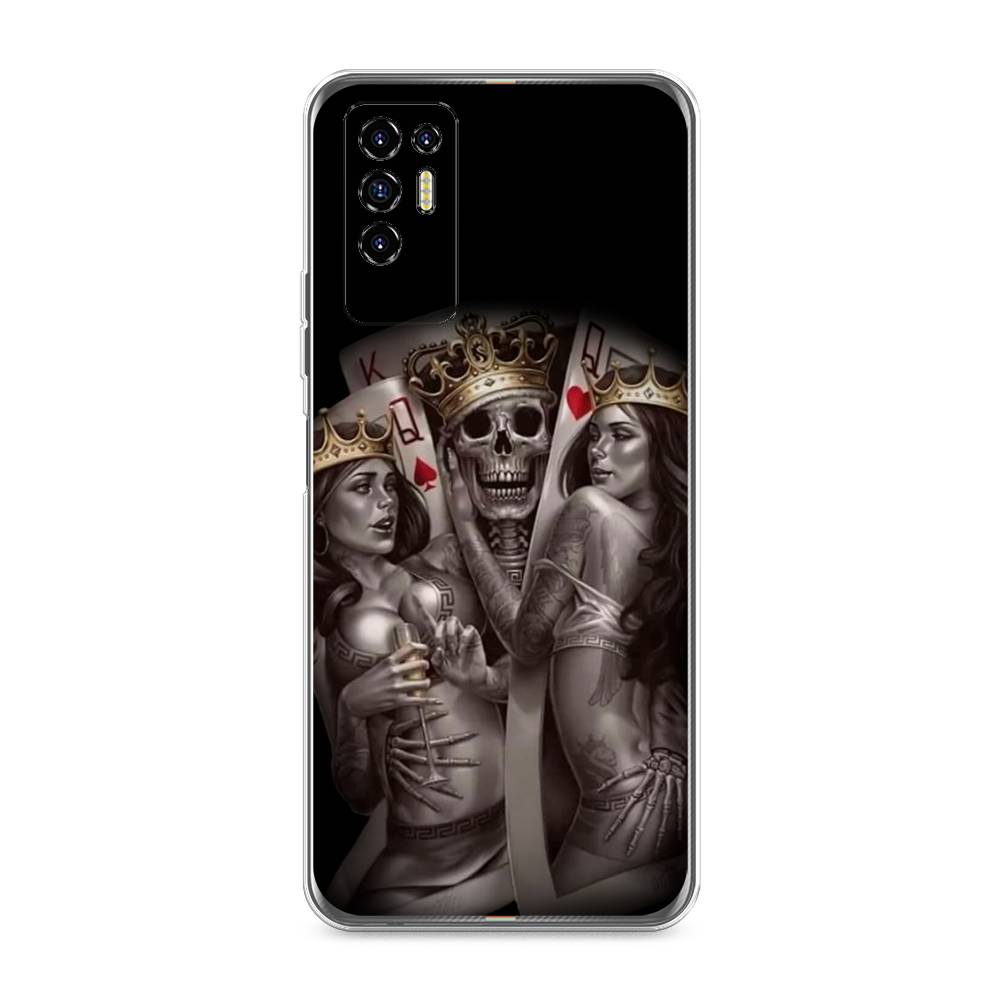 

Чехол для Tecno Pova 2 "Карты король и королевы", Серый;желтый, 300550-6