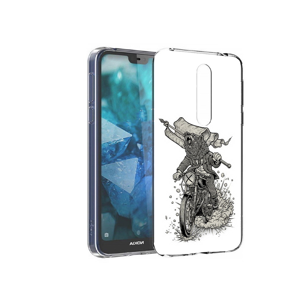 Чехол MyPads Tocco для Nokia 7.1 медведь на мотоцикле