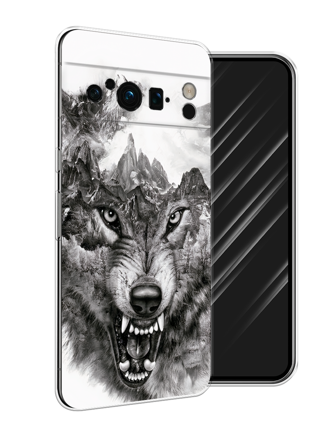 

Чехол Awog на Google Pixel 8 Pro "Волк в горах", Серый;белый;бежевый, 271650-1
