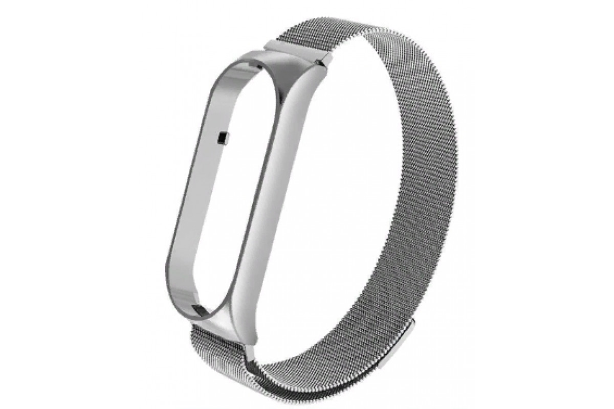 

Ремешок M-line на магните для Mi Band 5, серебристый, Ремешок сетчатый металлический на магните для Mi Band 5