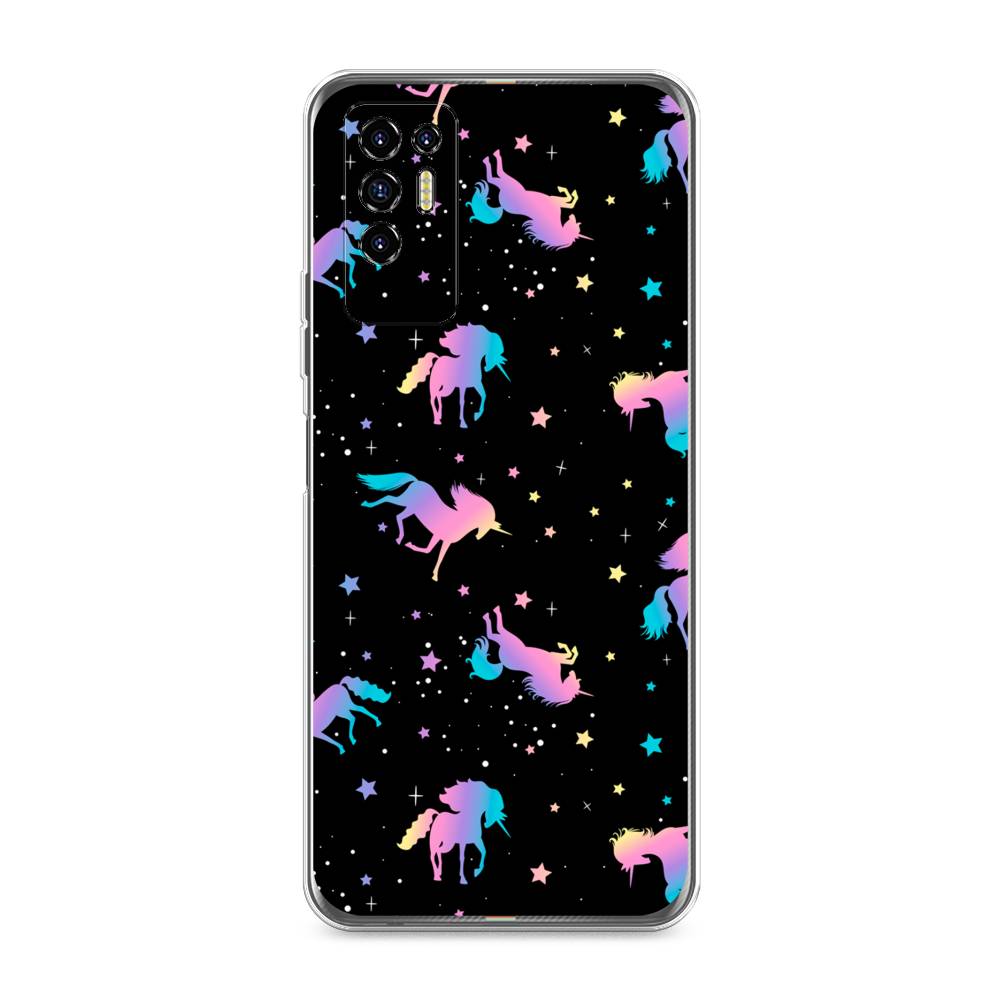 

Чехол для Tecno Pova 2 "Единороги градиент", Черный;розовый;голубой, 300550-1
