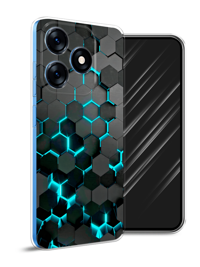 

Чехол Awog на Tecno Spark 10/10C "Соты бирюзовые", Черный;бирюзовый;синий, 303550-1
