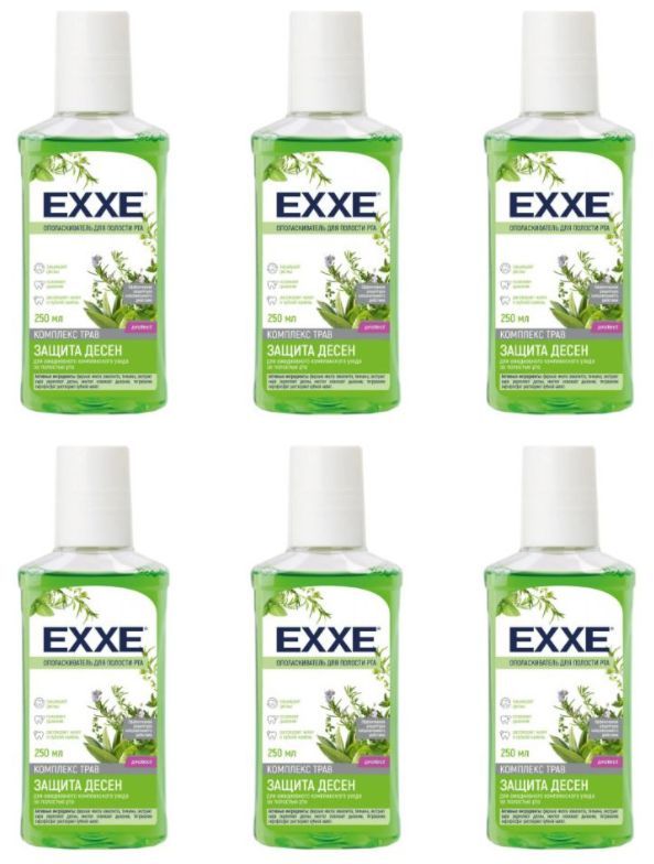 Ополаскиватель полости рта EXXE Защита десен (зеленый), 250 мл, 6 шт