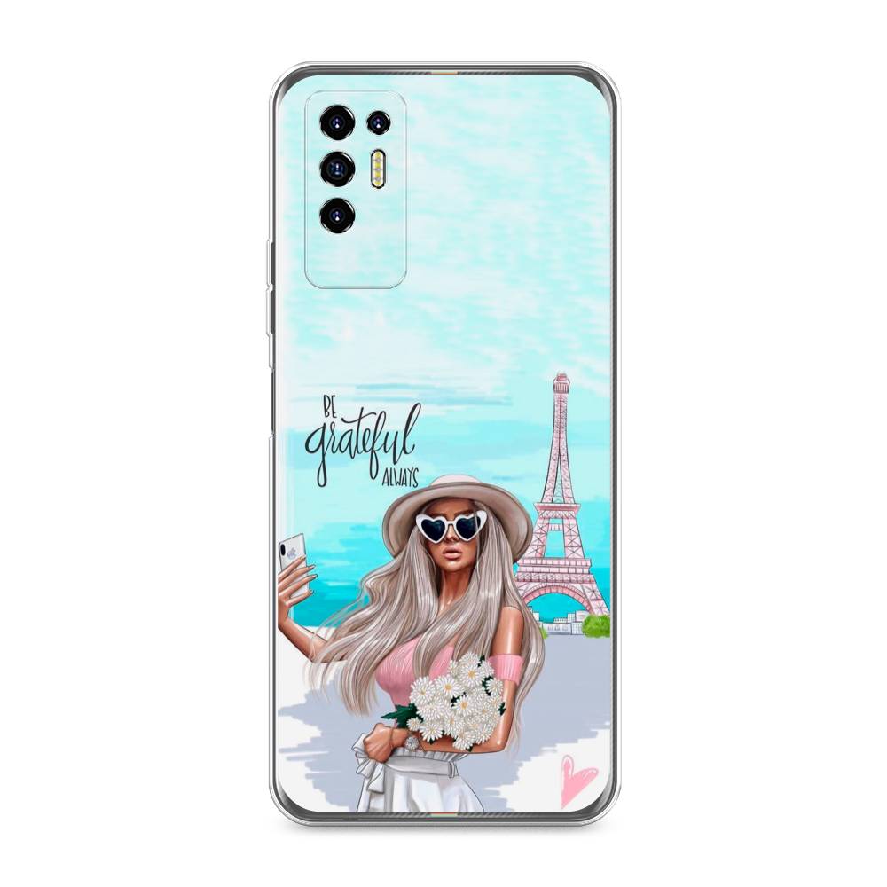 

Чехол для Tecno Pova 2 "Селфи Париж", Голубой;бежевый, 300550-6