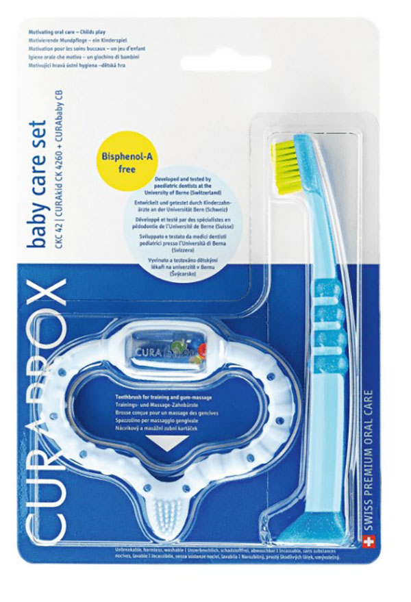 фото Набор curaprox прорезыватель+зубная щетка для детей голубой (ckс 42)