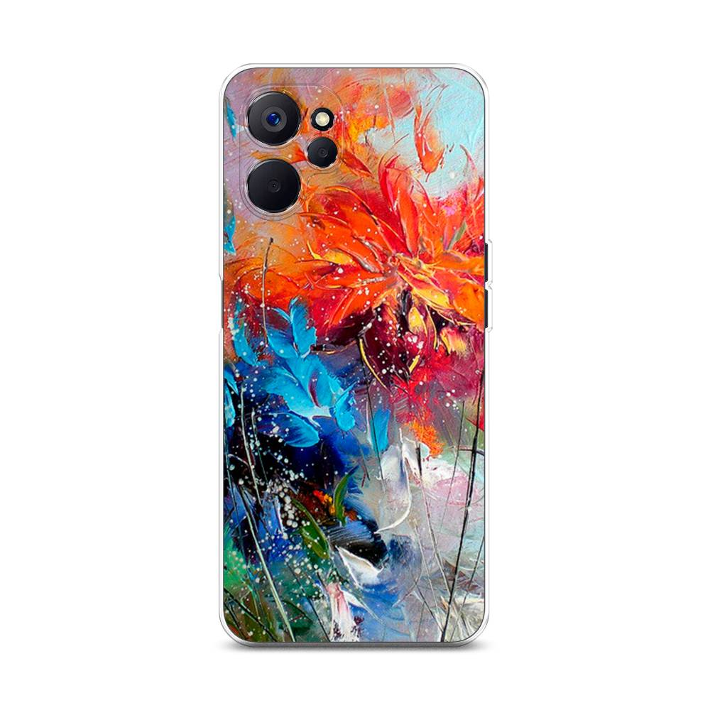 

Чехол на Realme 10 5G "Абстрактные цветы", Оранжевый;синий, 2512650-4