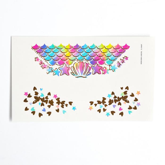 

Татуировки-переводки, детские для лица «Ракушка, сердечки», Разноцветный, Детские татуировки