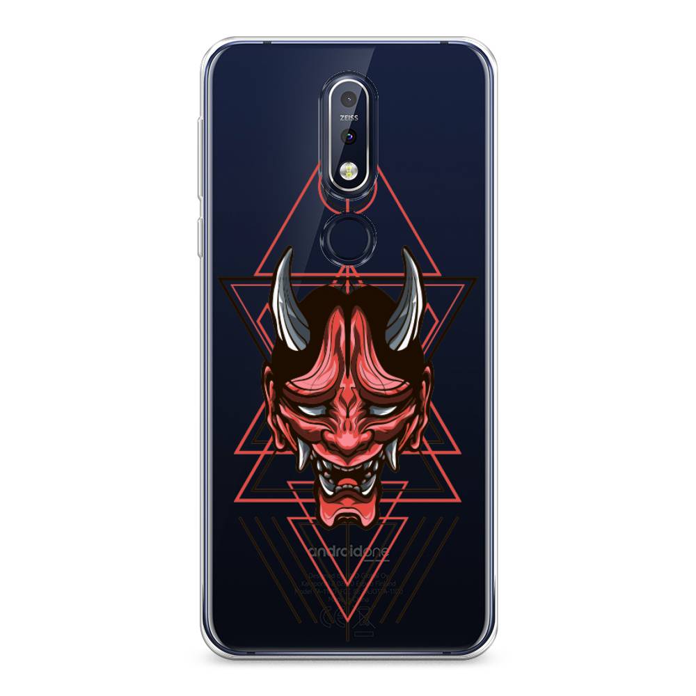 

Чехол на Nokia 7.1 "Hanya Oni mask", Серый;красный;черный, 122050-4