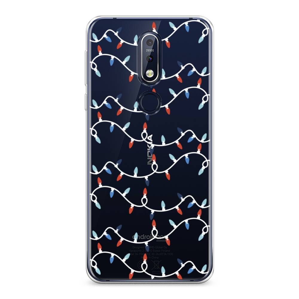 

Чехол на Nokia 7.1 "Разноцветная гирлянда", Белый;красный;синий, 122050-5