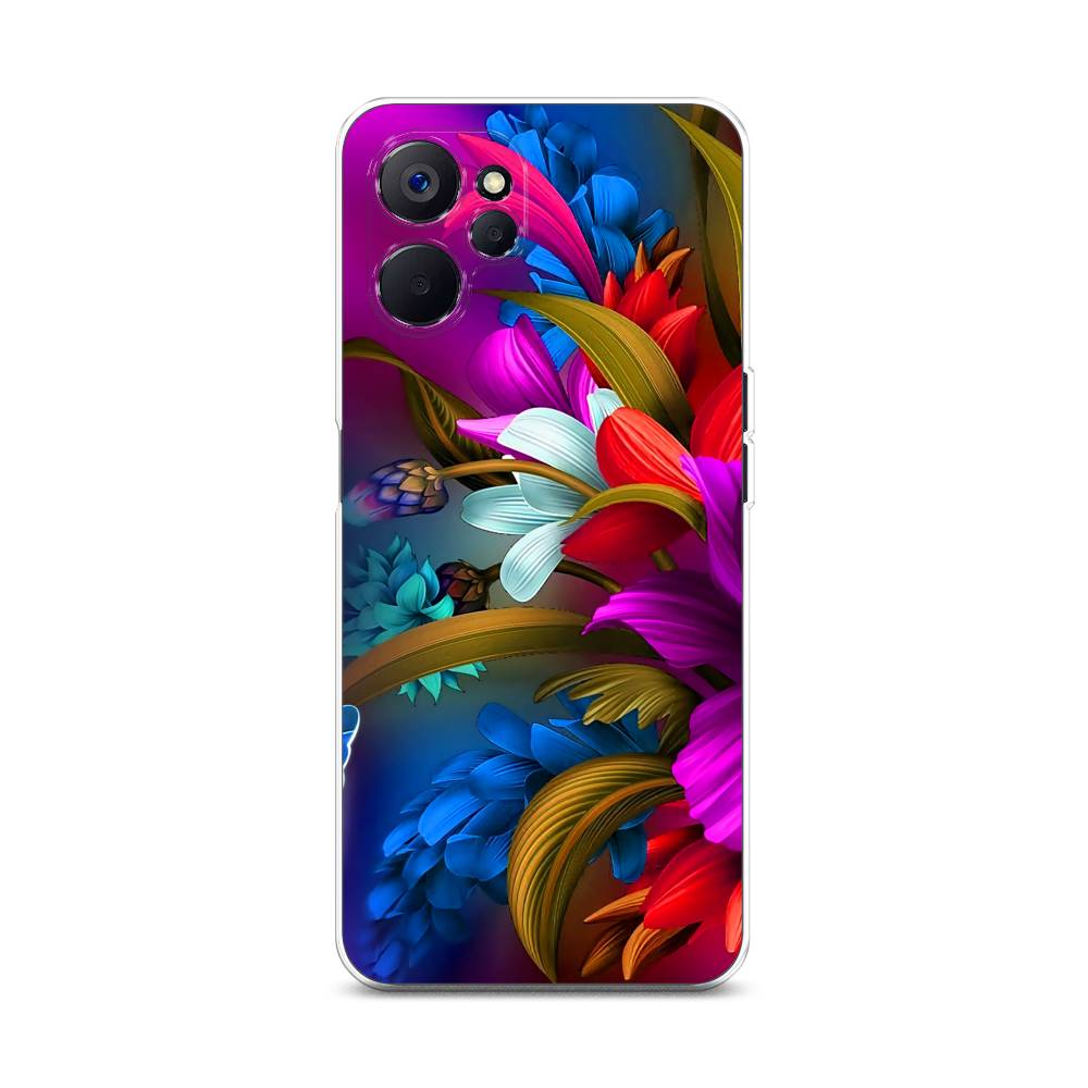 

Чехол на Realme 10 5G "Фантастические цветы", Фиолетовый;красный;синий, 2512650-2