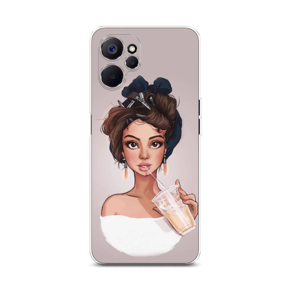 

Чехол на Realme 10 5G "Девушка с фраппе", Серый, 2512650-6
