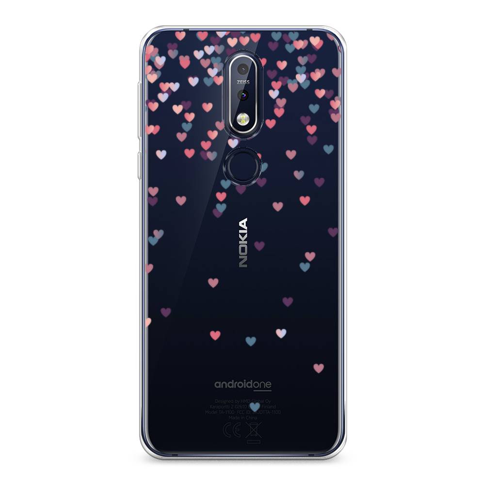 

Чехол на Nokia 7.1 "Посыпка сердечки", Розовый;фиолетовый, 122050-3