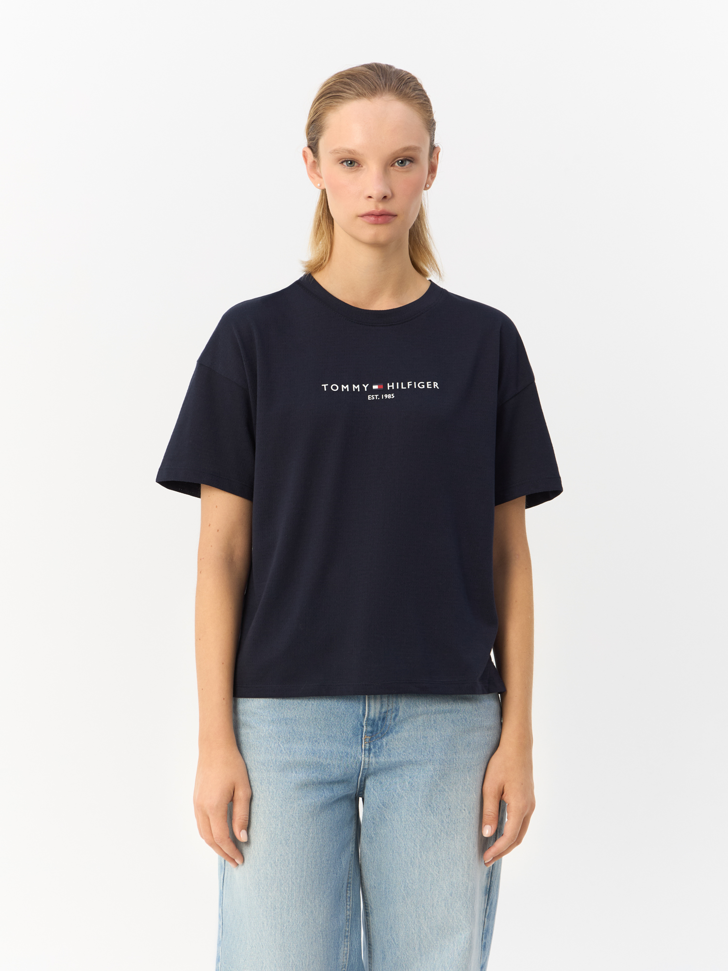 

Футболка женская TOMMY HILFIGER WW0WW42067 синяя M, Синий, WW0WW42067