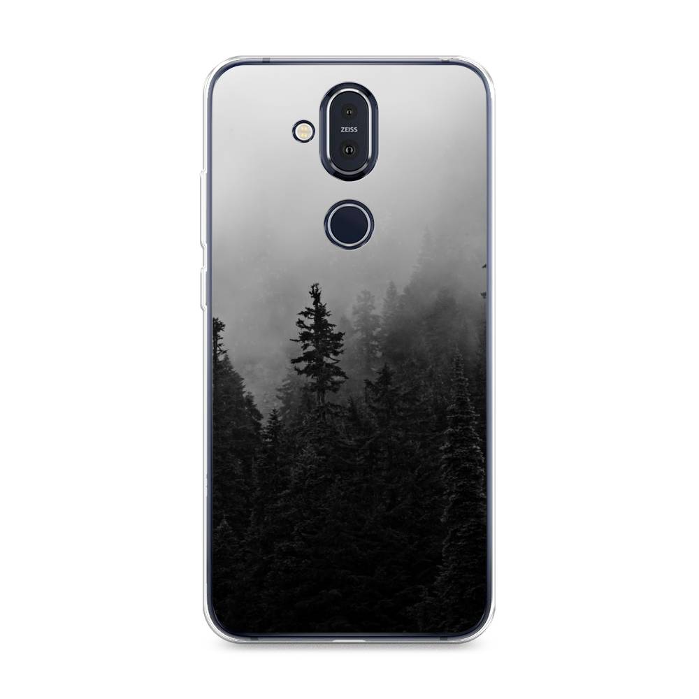 

Чехол на Nokia 8.1 "Туманный лес", Серый;черный, 122250-2