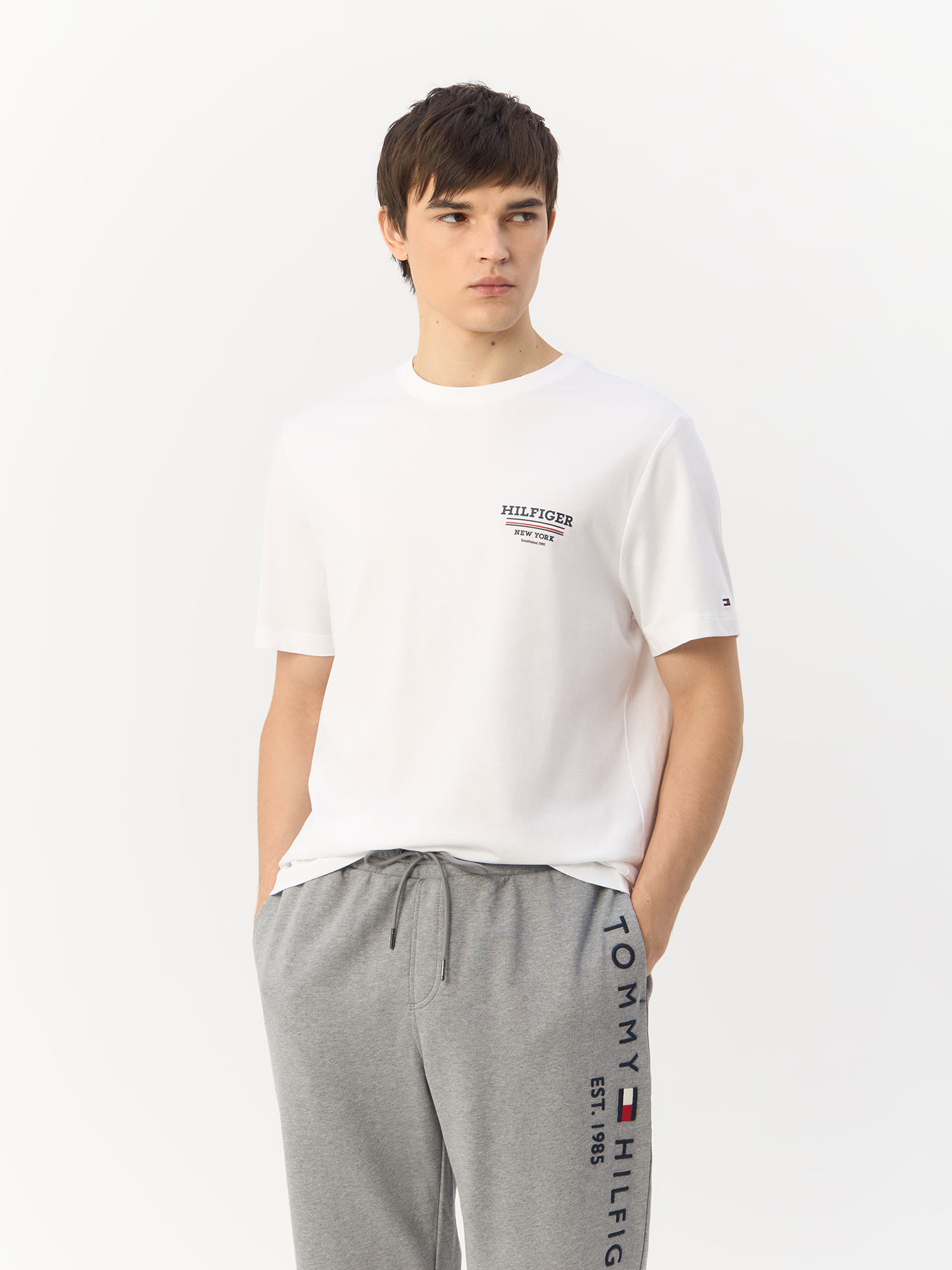 

Футболка мужская TOMMY HILFIGER MW0MW36208 белая S, Белый, MW0MW36208