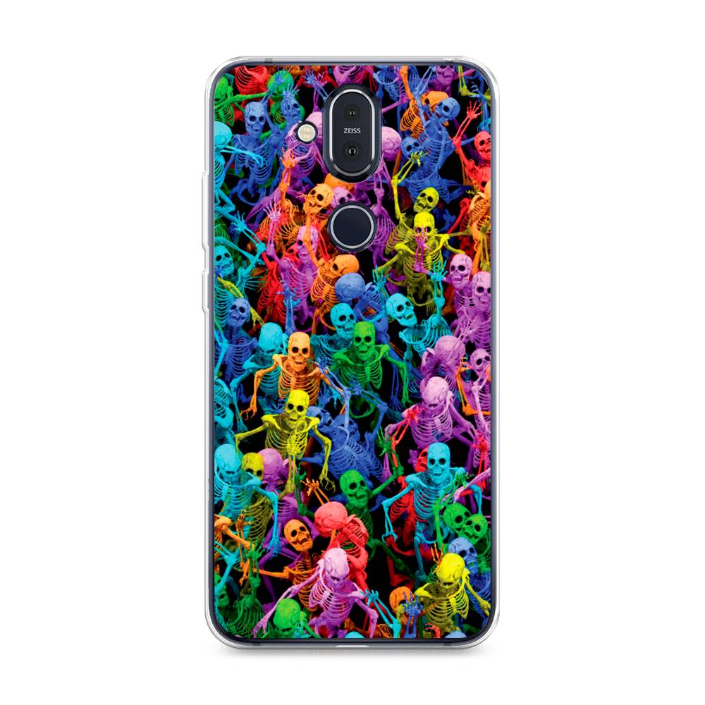 

Чехол на Nokia 8.1 "Вечеринка скелетов", Фиолетовый;желтый;оранжевый, 122250-6