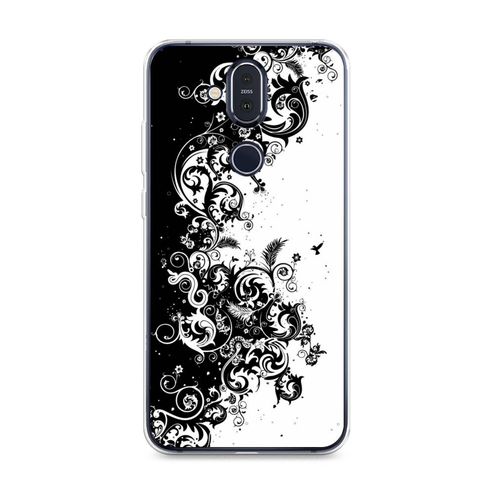 

Чехол на Nokia 8.1 "Черно белый узор", Белый;черный;серый, 122250-3