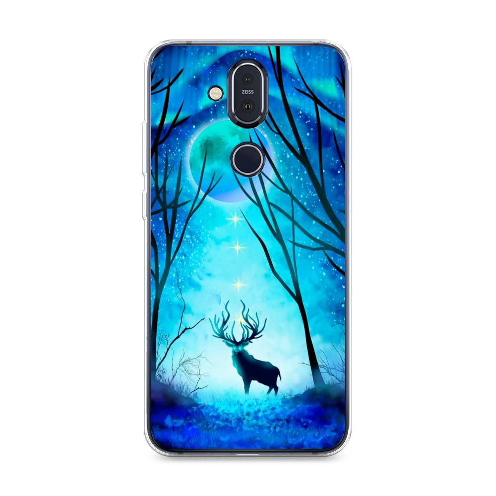 

Чехол на Nokia 8.1 "Олень северное сияние", Синий;черный;голубой, 122250-1