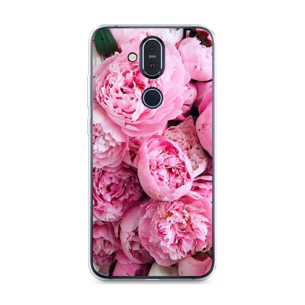 

Чехол на Nokia 8.1 "Розовые пионы", Бежевый;розовый, 122250-2