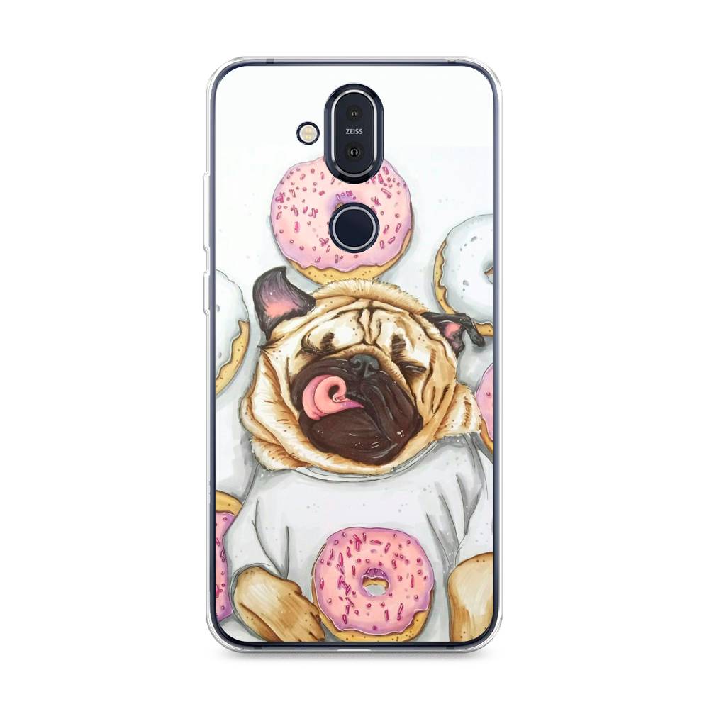 

Чехол на Nokia 8.1 "Счастливый мопс", Розовый;бежевый;коричневый, 122250-1