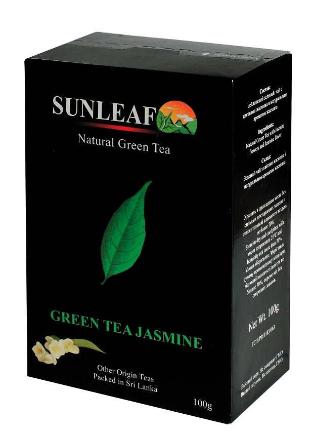 Чай зеленый цейлонский Sunleaf листовой Жасмин, 100 г