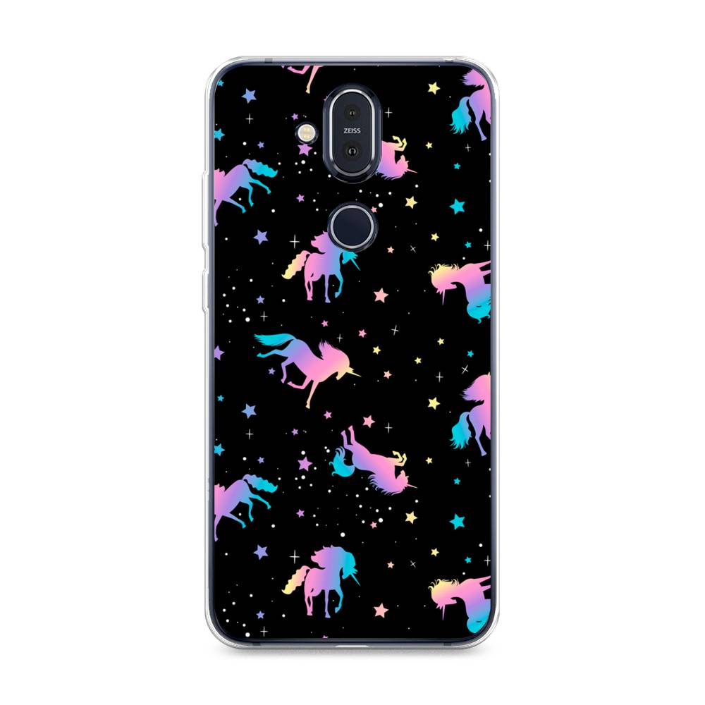 

Чехол на Nokia 8.1 "Единороги градиент", Черный;розовый;голубой, 122250-1