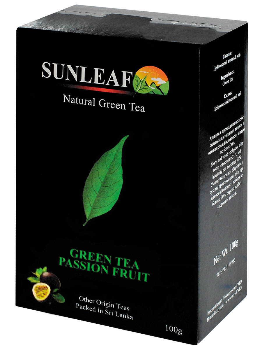 Чай Sunleaf зеленый цейлонский листовой Маракуйя, 100 г