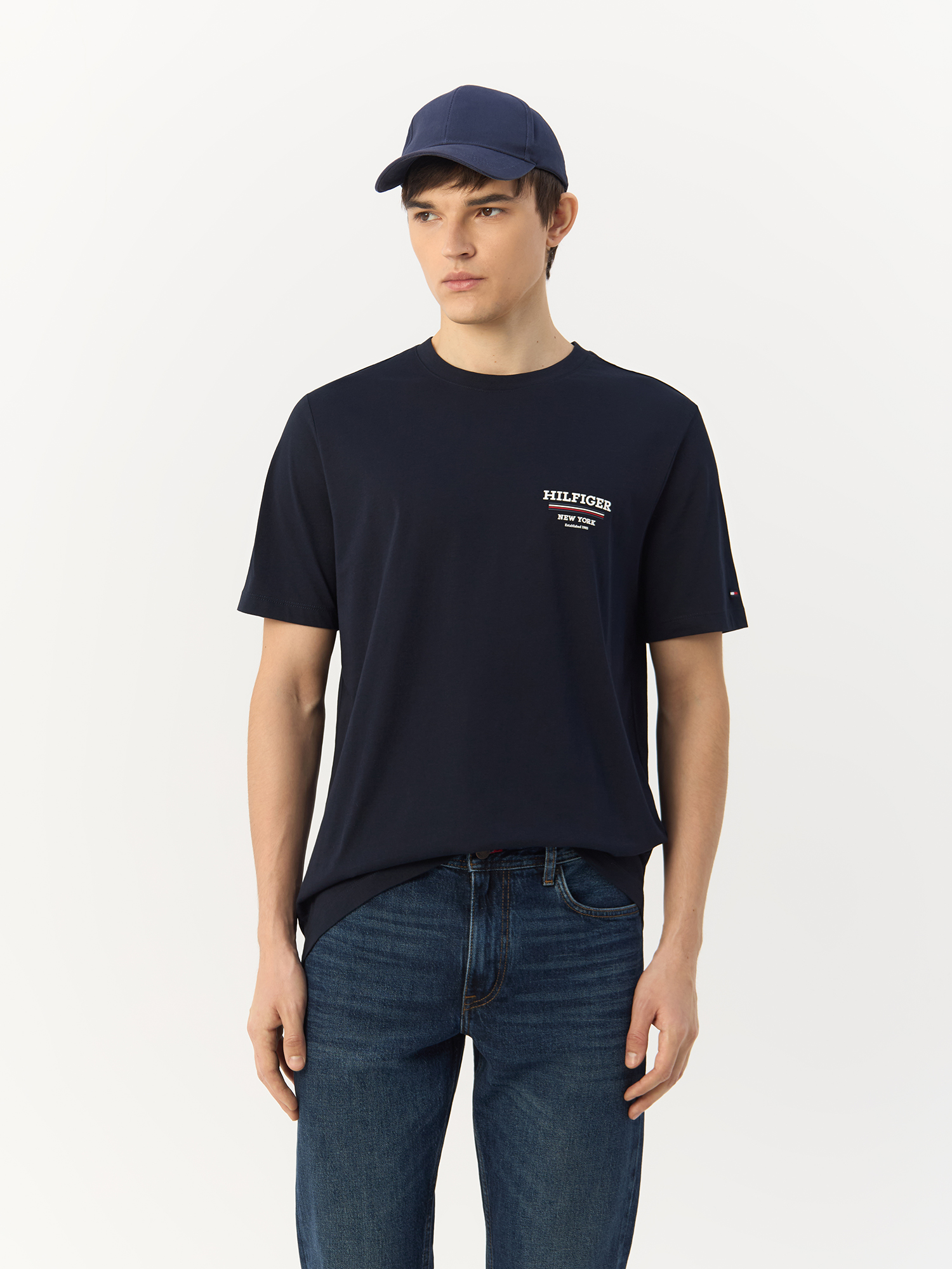 

Футболка мужская TOMMY HILFIGER MW0MW36208 синяя S, Синий, MW0MW36208