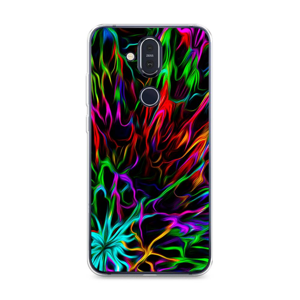 

Чехол на Nokia 8.1 "Разноцветные разводы", Голубой;зеленый;оранжевый, 122250-3